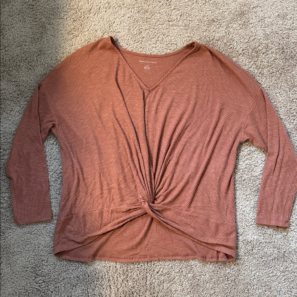 American Eagle Long Sleeve Twist Top